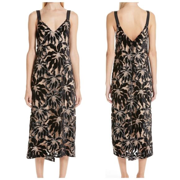 Beaufille Floral Velvet Appliqué Lace Slipdress - Picture 3 of 15